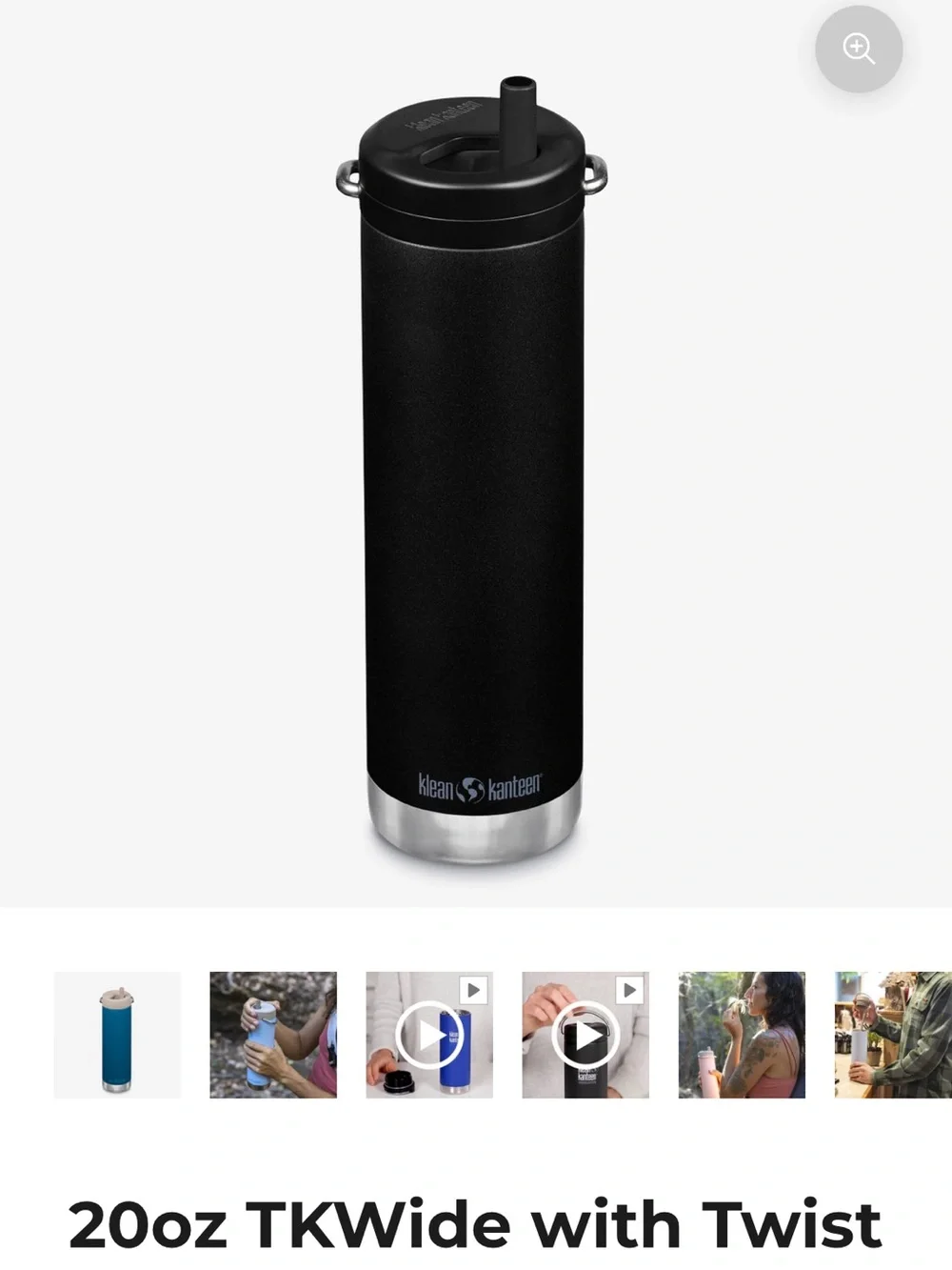 Klean Kanteen Black tkwide 20 oz twist cap Stainless Insulated Bottle